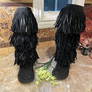 Juicy Couture Fabulous Fringe Black Tall Boots
